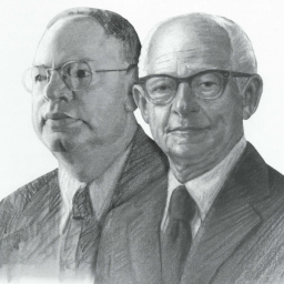 Black and white image of the founding members of the Rollin M. Gerstacker Foundation