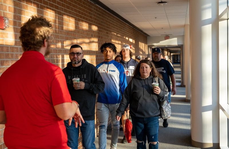 Students and families on a campus tour