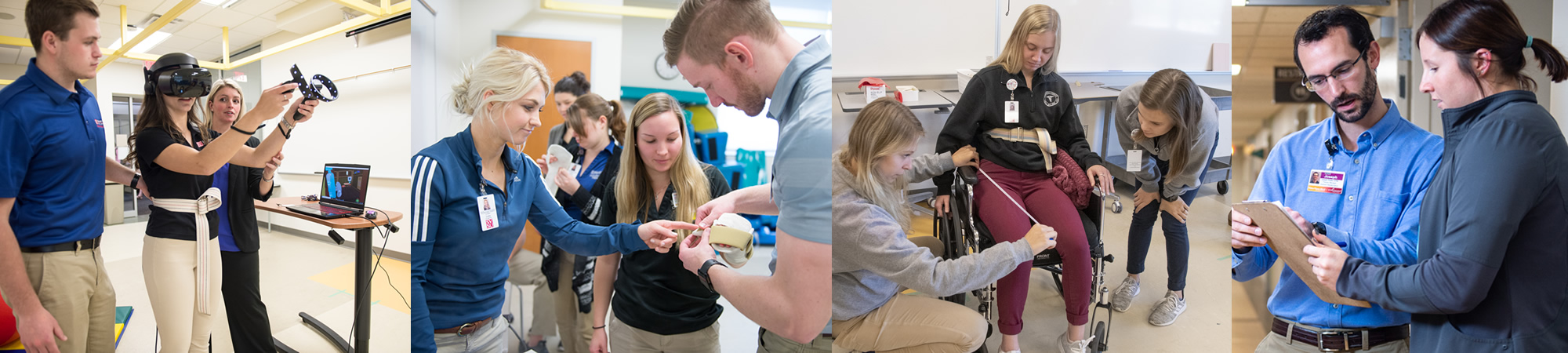Various students and faculty using hands on practice