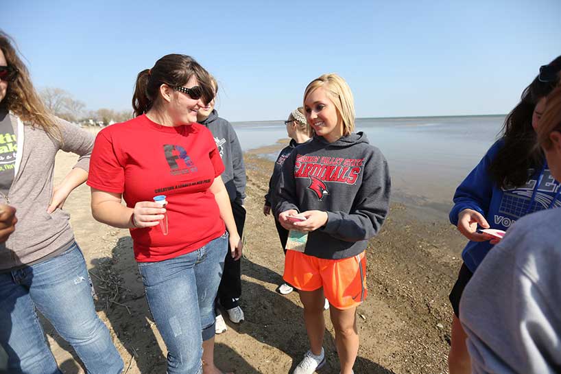 A group of SVSU students monitor the health and safety of Saginaw Bay beaches.